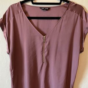 Express Silky Zip Front Gramercy Tee